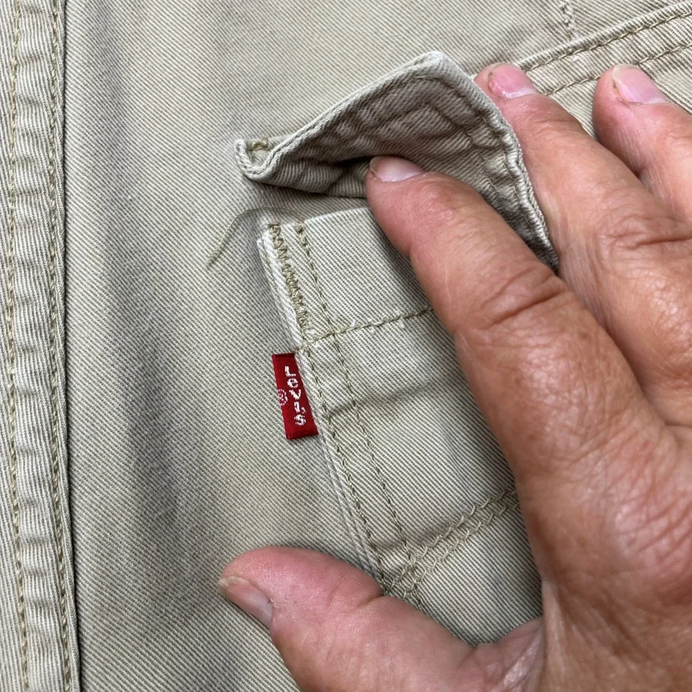 Levi's Cargo Shorts Men 31 Tan Khaki Workwear Flap Pocket Utility Twill EUC